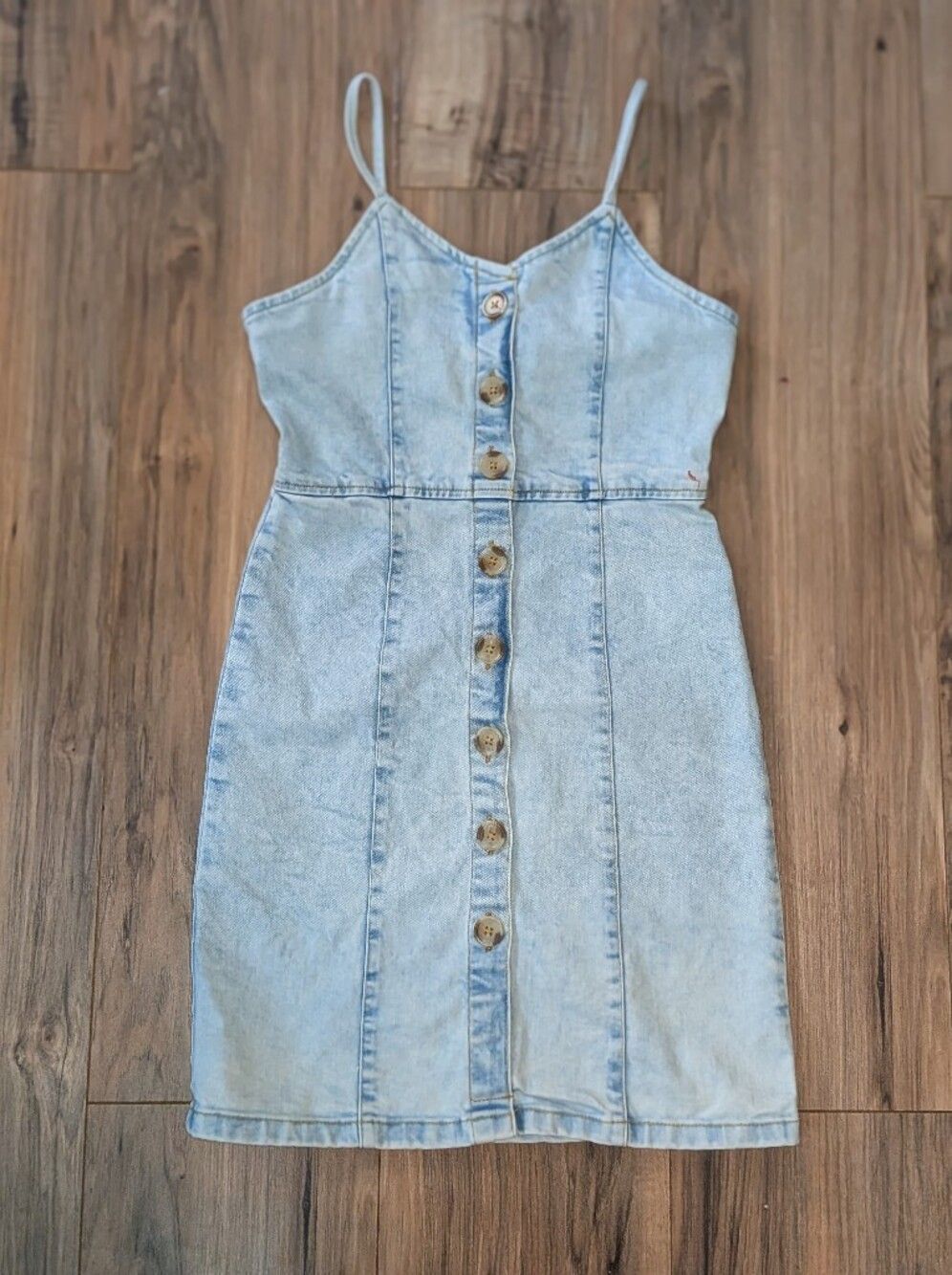 Rare Editions Light Wash Denim Button Front Jean Dress, Girls 10
